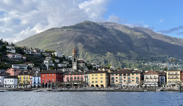 Pastel waterfront buildings of Ascona on Lake Maggiore